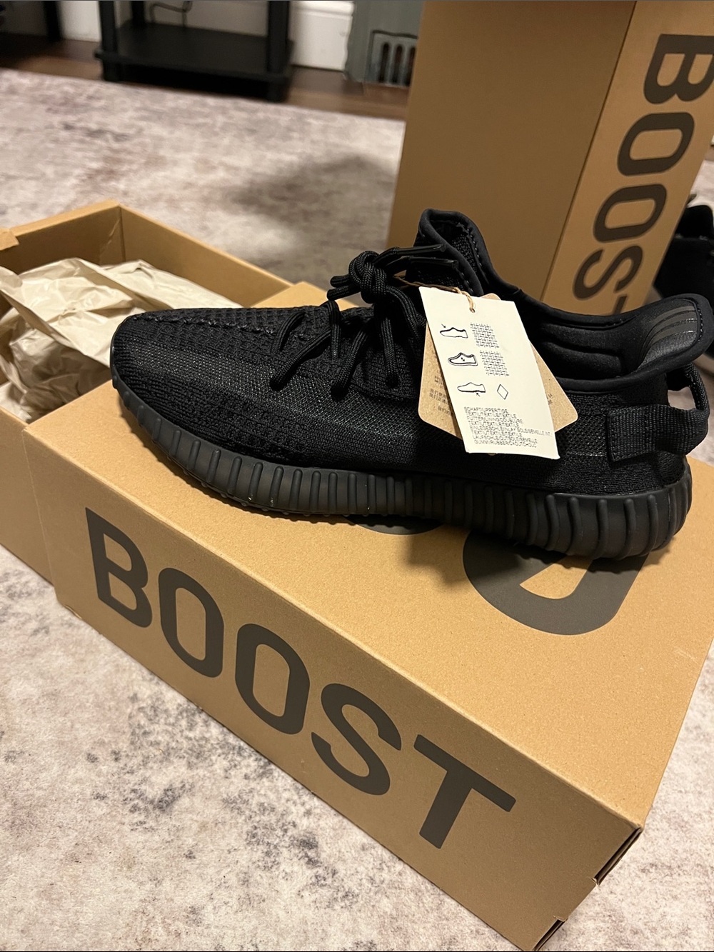 adidas Black Men's Sneakers Low-Top Knit Yeezy